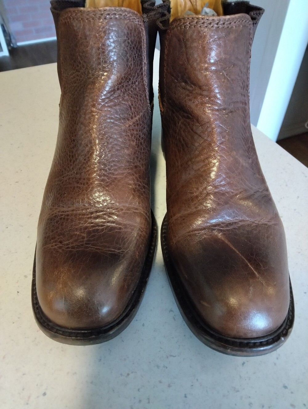 Cole Haan leather boots in a rustic brown color feat Brown Leather Slip-On Boots